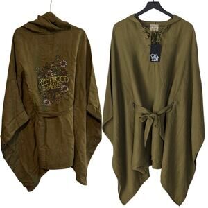 Fleetwood Mac Custom Linen Lace Up Dolman Hooded Tunic Size S New with Tag OOAK